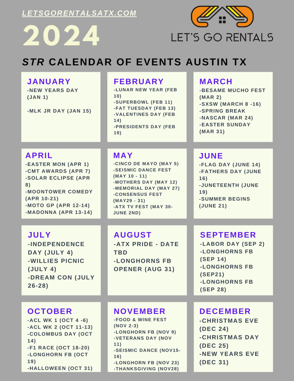 YOUR 2024 COMPREHENSIVE CALENDAR OF EVENTS AUSTIN&nbsp;TX